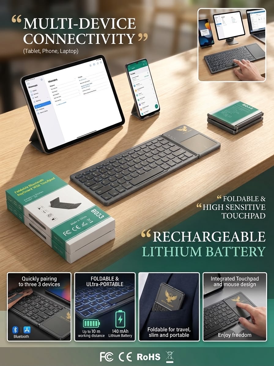 Royal Arabian Ultra slim Trifoldable Portable keyboard.