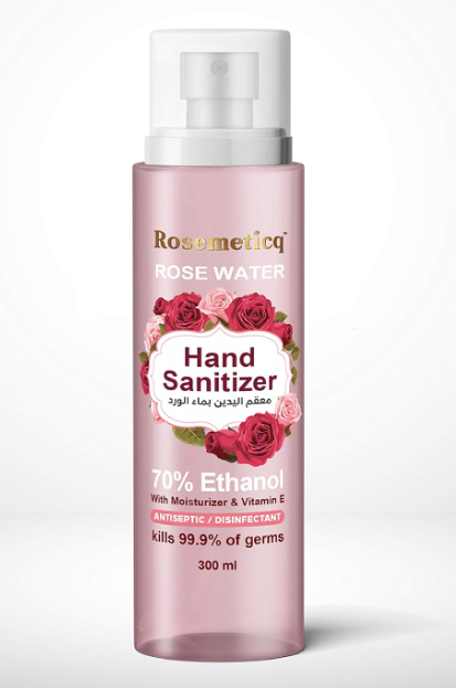 Rosematicq Hand Sanitizer with Rose Water and 70% Ethanol Moisturizer and Vitamin E