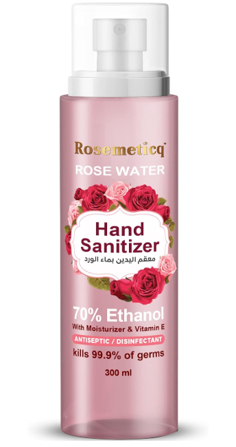 Rosematicq Hand Sanitizer with Rose Water and 70% Ethanol Moisturizer and Vitamin E