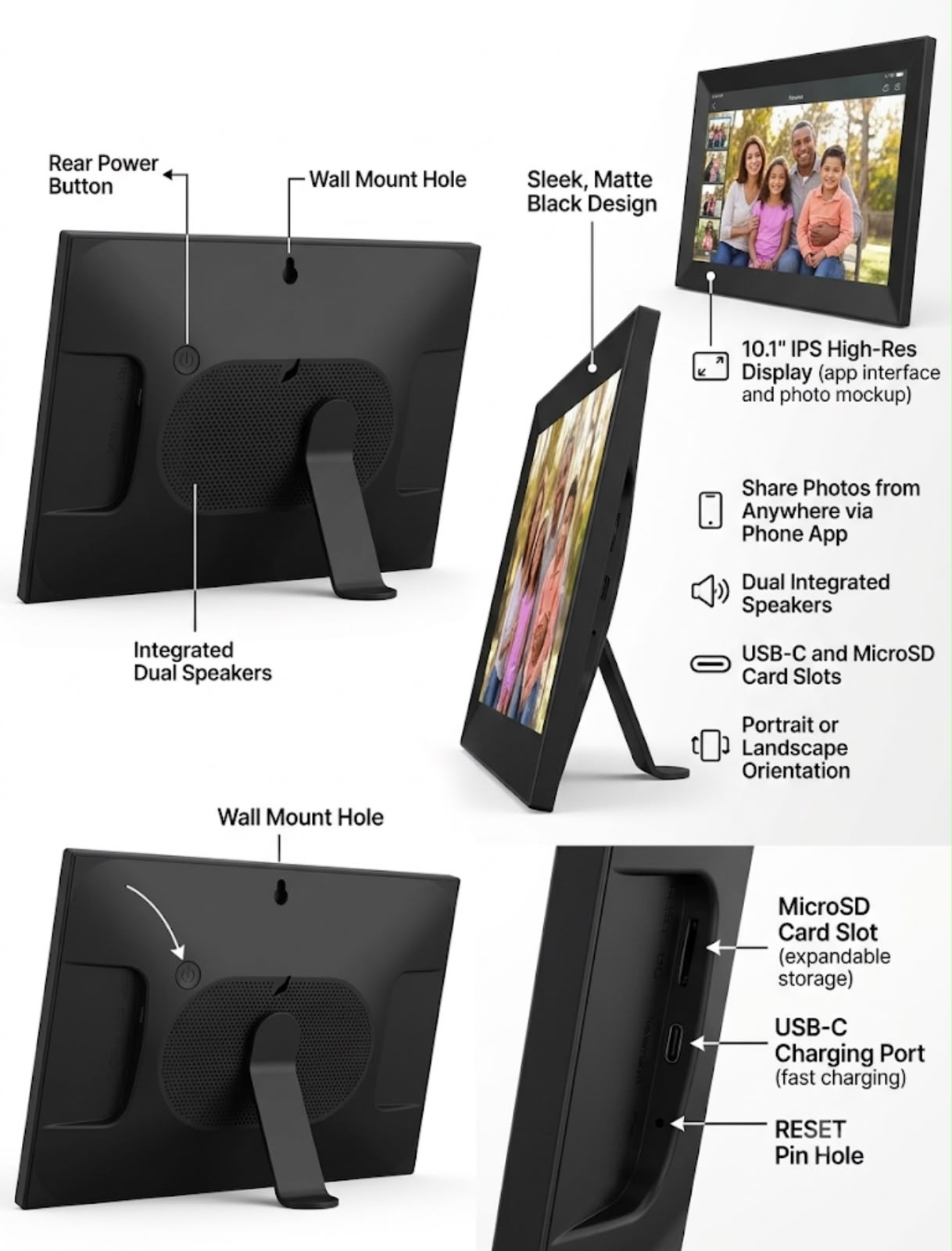 Royal Arabian 10.1" Smart Photo Frame with World Wide Remote Access.