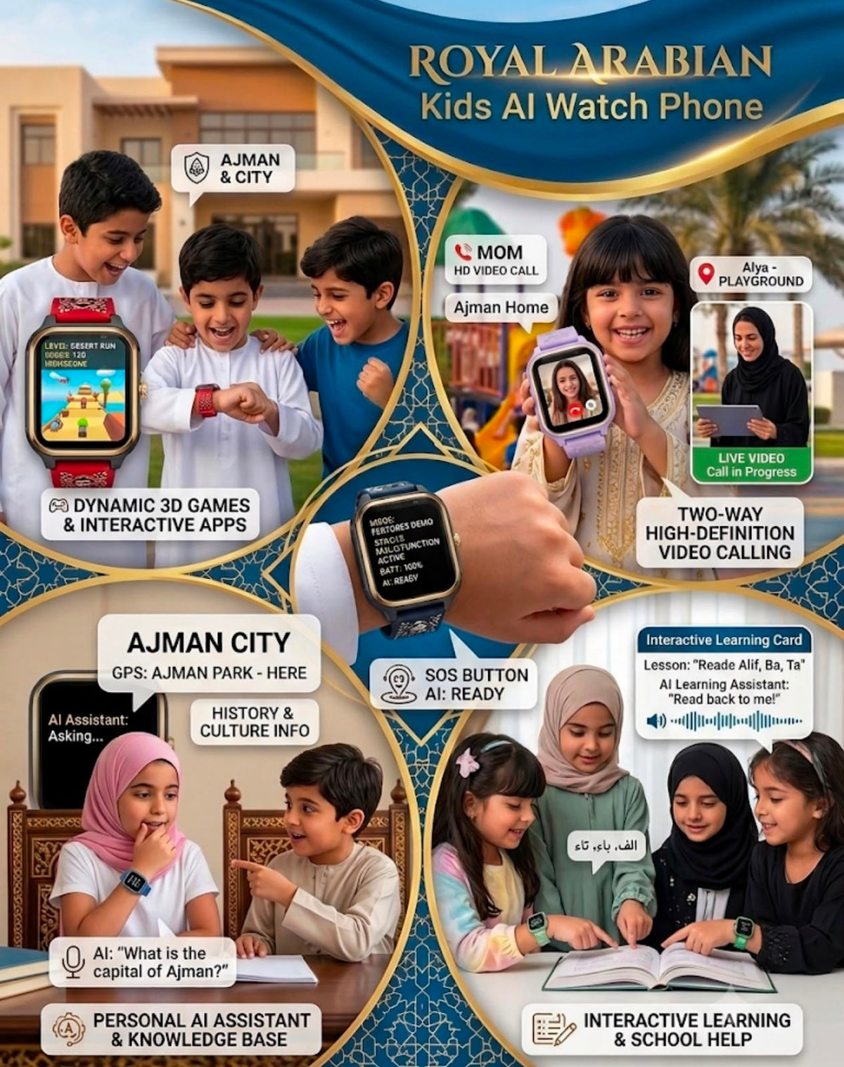 Royal Arabian Kids AI Watch Phone