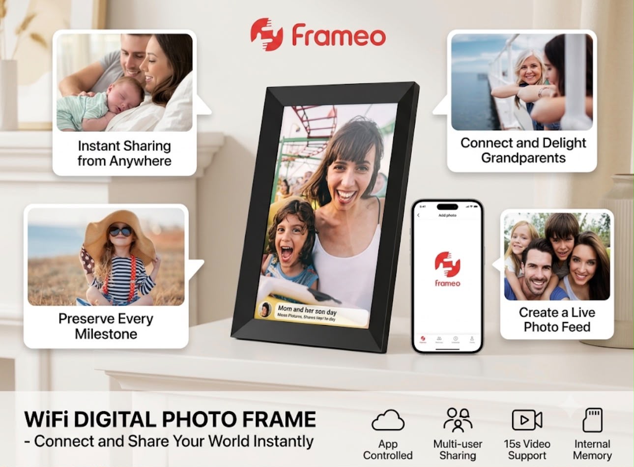 Royal Arabian 10.1" Smart Photo Frame with World Wide Remote Access.