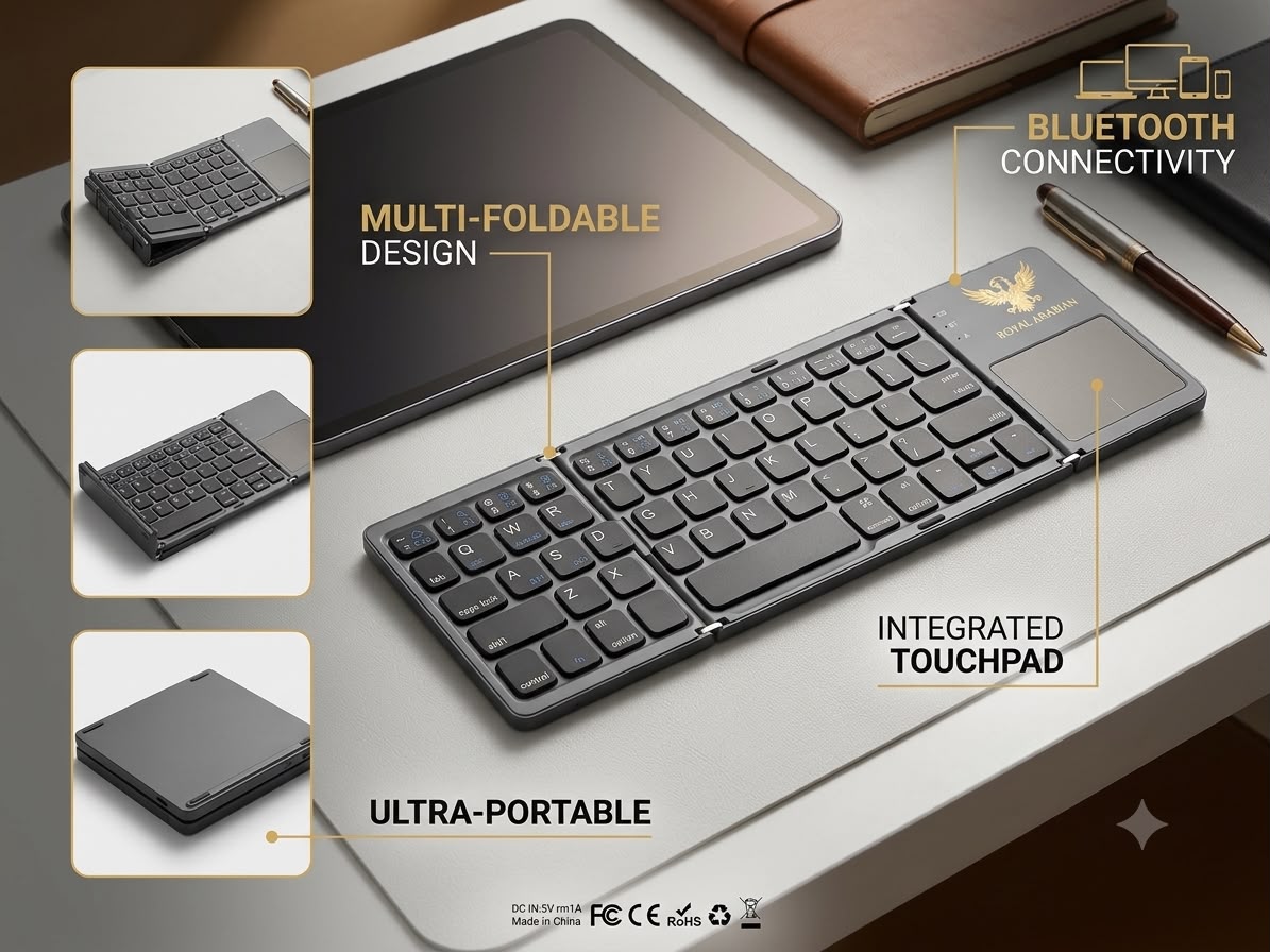 Royal Arabian Ultra slim Trifoldable Portable keyboard.