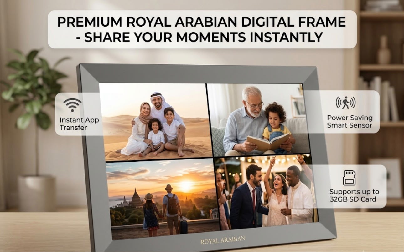 Royal Arabian 10.1" Smart Photo Frame with World Wide Remote Access.