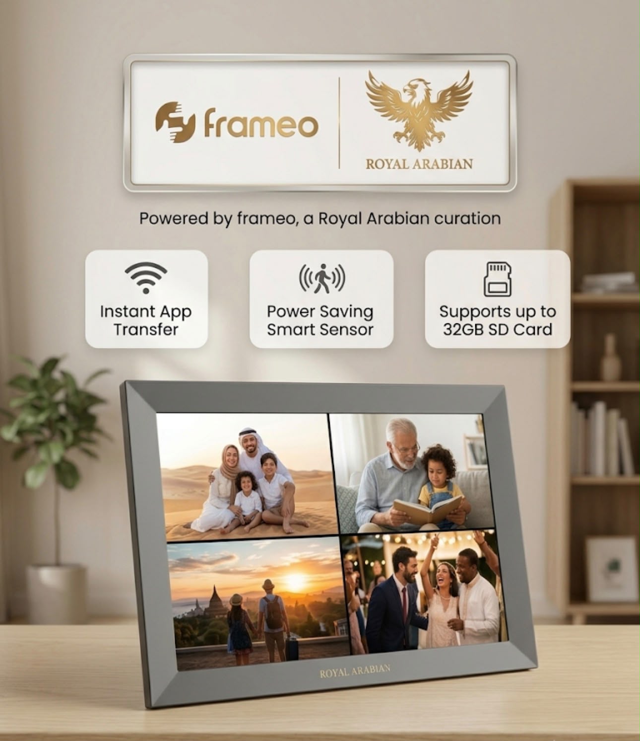 Royal Arabian 10.1" Smart Photo Frame with World Wide Remote Access.